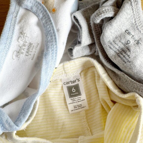 Carter's Baby Boy 4-Piece Bodysuit & Footed Pants Set 6-9 Months Cotton Short Sl - Picture 3 of 3